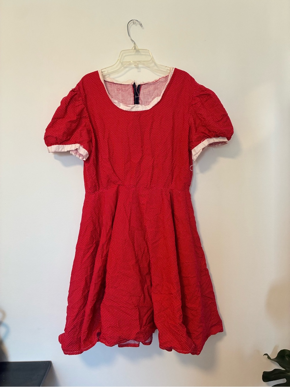 Vintage handmade red polka dot folk dress babydoll